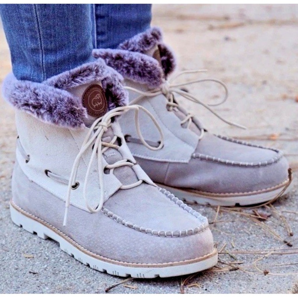 Lamo Women Size 6 Autumn II Never Wet Resistance Lace Boots White Dove Faux Fur
